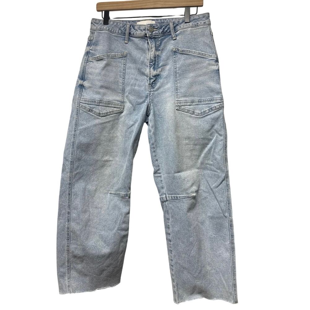 VERVET Los Angeles Jeans Women’s 31 Light Wash Denim Wide Leg Raw Hem High Rise